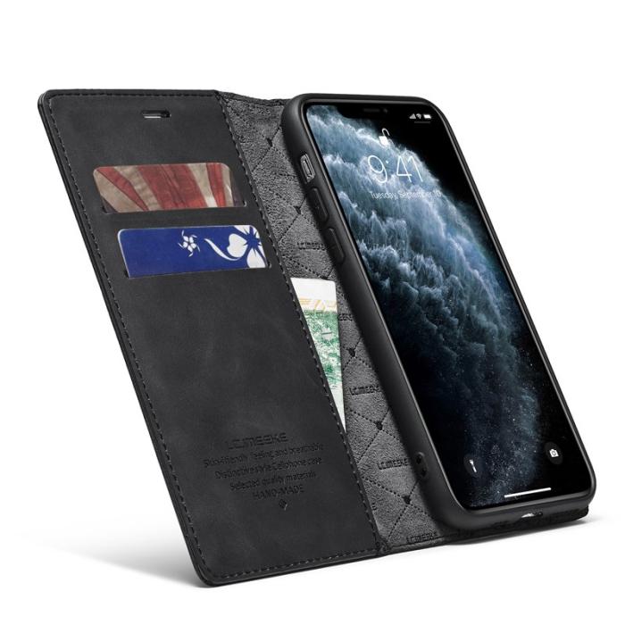 LC.imeeke - LC.IMEEKE iPhone 11 Pro Max Plånboksfodral i Konstläder - Svart