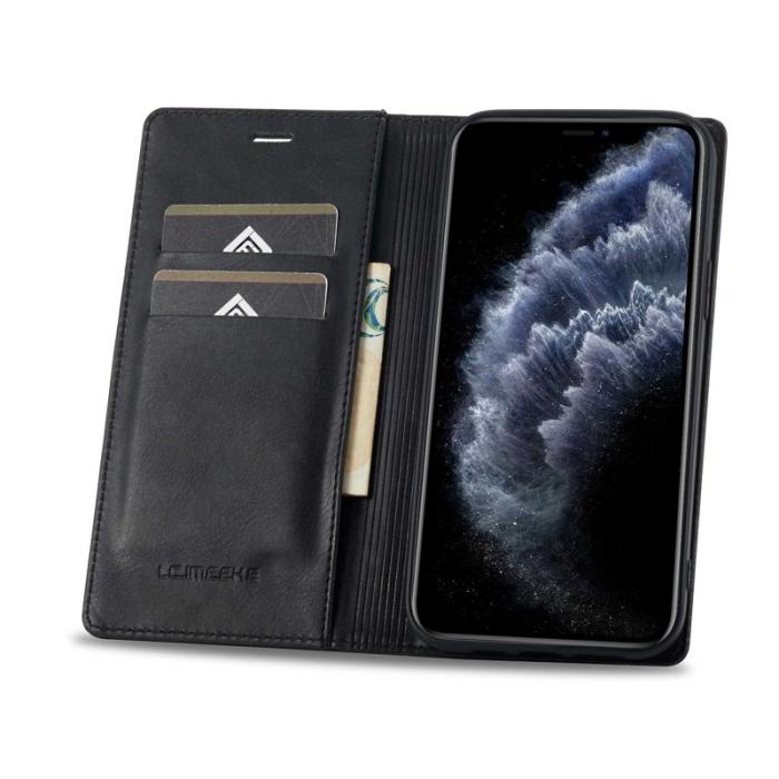 LC.imeeke - LC.IMEEKE iPhone 11 Pro Max Plånboksfodral i Konstläder - Svart