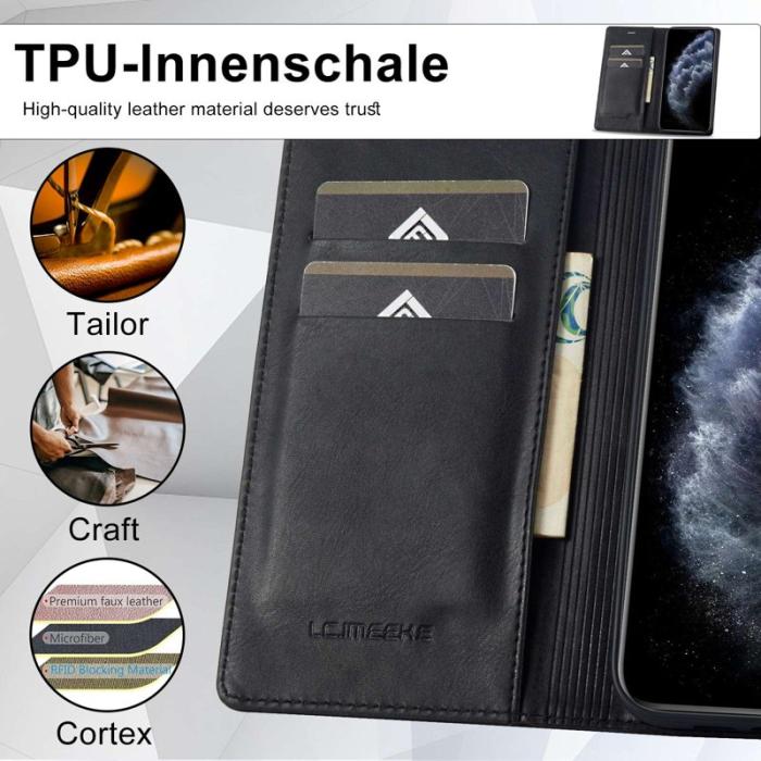 LC.imeeke - LC.IMEEKE iPhone 11 Pro Max Plånboksfodral i Konstläder - Svart