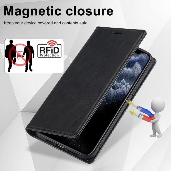 LC.imeeke - LC.IMEEKE iPhone 11 Pro Max Plånboksfodral i Konstläder - Svart