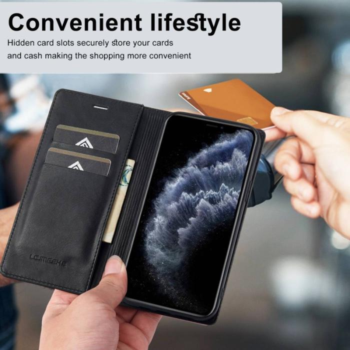 LC.imeeke - LC.IMEEKE iPhone 11 Pro Max Plånboksfodral i Konstläder - Svart