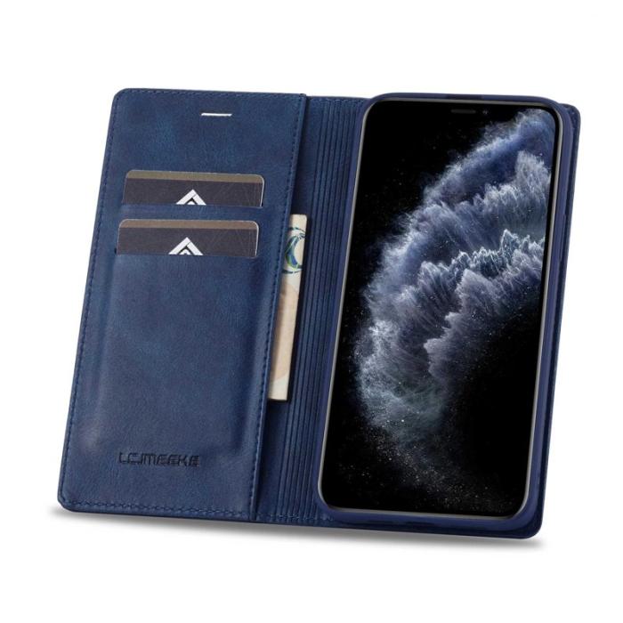 LC.imeeke - LC.IMEEKE iPhone 11 Pro Max Plånboksfodral Konstläder - Blå