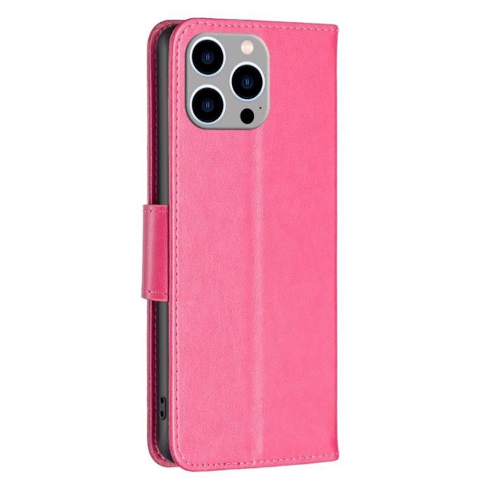 OEM - iPhone 14 Pro Max Plånboksfodral Butterflies Imprinted - Magenta