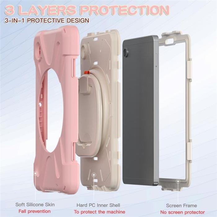 A-One Brand - Galaxy Tab A9 Skal Kickstand Handle Grip - Rosa