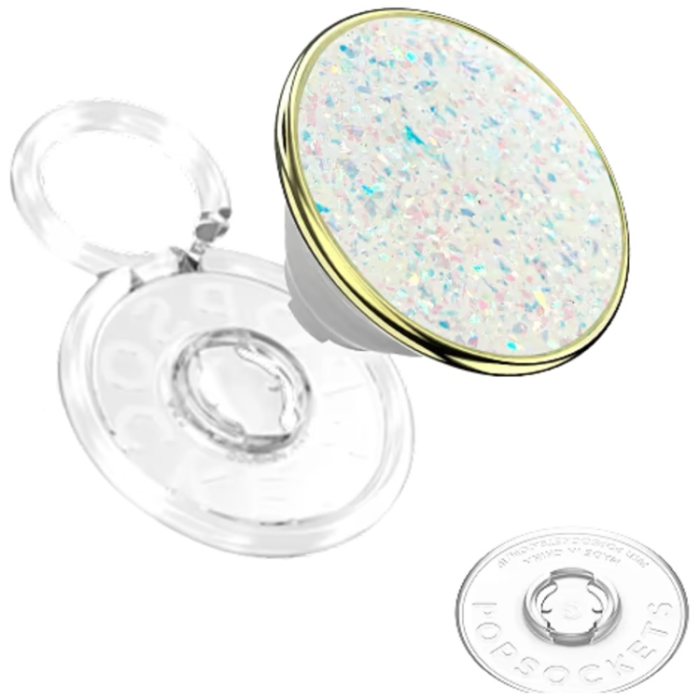 PopSockets - PopSockets PopTop Luxe Enamel Opal Mobilgrip och Stativ - Vit