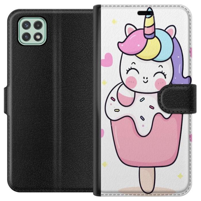 iSecrets - Plånboksfodral till Samsung Galaxy A22 5G med Glad enhörning
