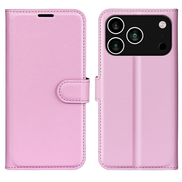AMORUS iPhone 17 Pro Plånboksfodral Flipstativ Litchi - Rosa | 2353 | AlltMobil