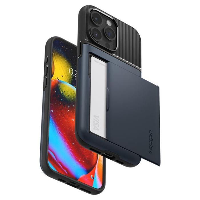 Spigen - Spigen iPhone 15 Pro Max Mobilskal Slim Armor CS - Blå