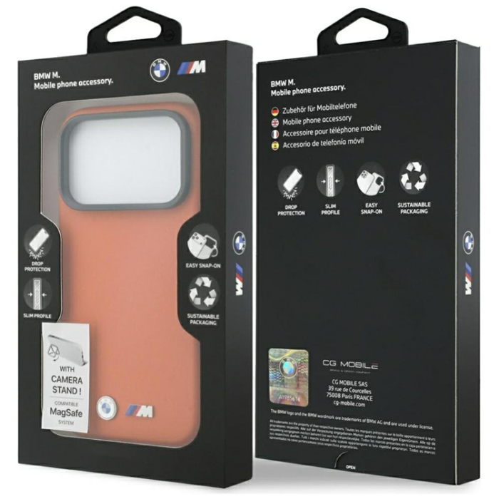 BMW - BMW Mobilskal För iPhone 17 Pro MagSafe M Sign Metal Logo - Orange