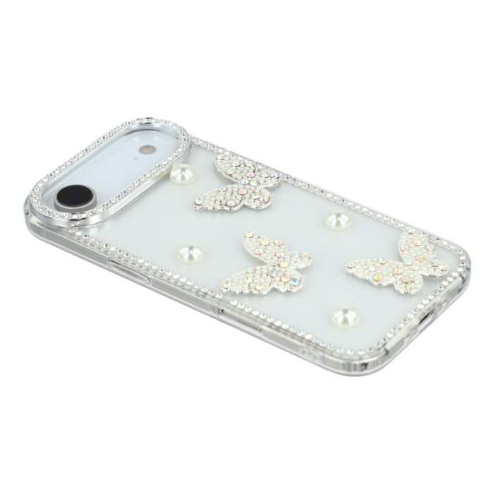 A-One Brand - iPhone Air Mobilskal Rhinestone Edge Pearl Butterfly