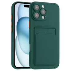 A-One Brand - iPhone 16 Pro Max Mobilskal Korthållare TPU - Midnattsgrön