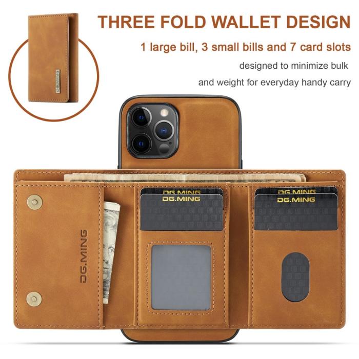DG.MING - DG.MING iPhone 13 Mini Skal samt Wallet med Kickstand - Brun