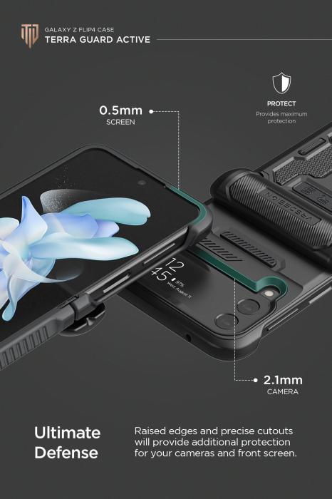 UTGATT1 - VRS DESIGN | Terra Guard Active Multi Clip Skal Galaxy Z Flip 4 - Metal Svart