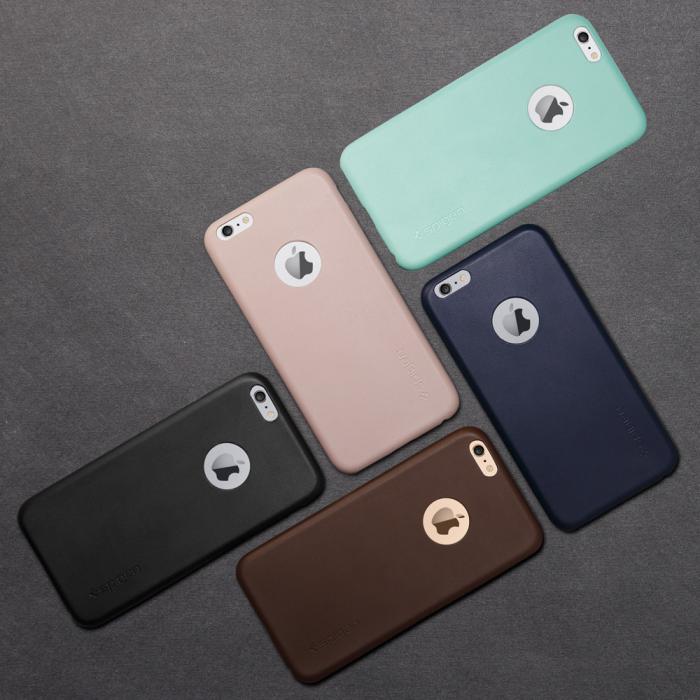 Spigen - SPIGEN Leather Fit Skal till Apple iPhone 6(S) Plus - Blå