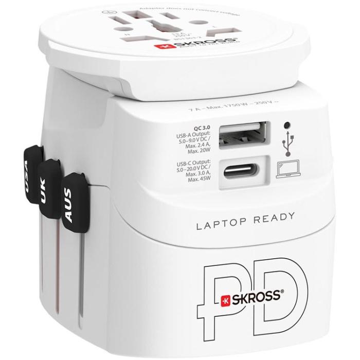 SKROSS - SKROSS World Adapter USB-A/USB-C 45W - Vit
