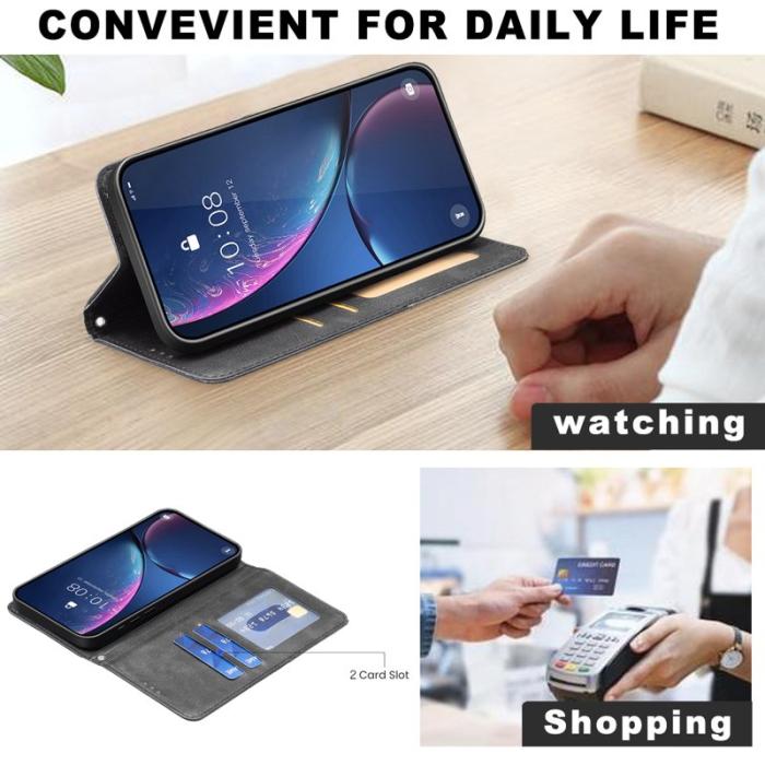 OEM - Mobilskal till Samsung Galaxy S26 Ultra Äkta Läder Geometrisk Prägling - Svart