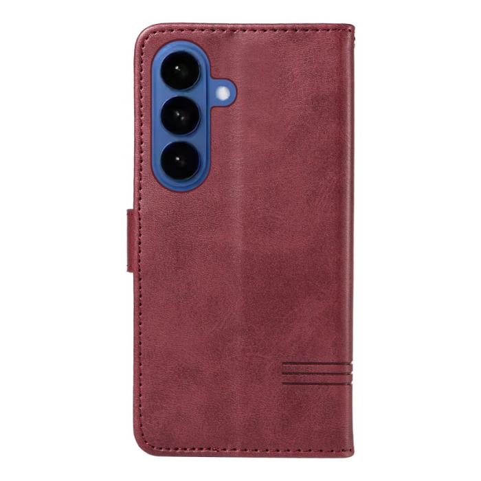 OEM - T-Shape Samsung Galaxy S26 Plus Plånboksfodral Konstläder Ställ - Vinröd