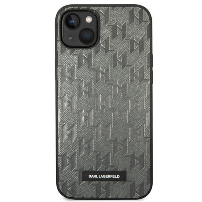 KARL LAGERFELD - Karl Lagerfeld iPhone 14 Plus Skal Saffiano Mono Metal Logo - Grå