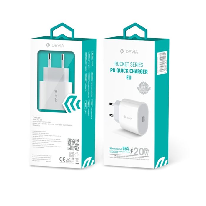 Devia - Devia Väggladdare 20W USB-C Rocket PD - Vit