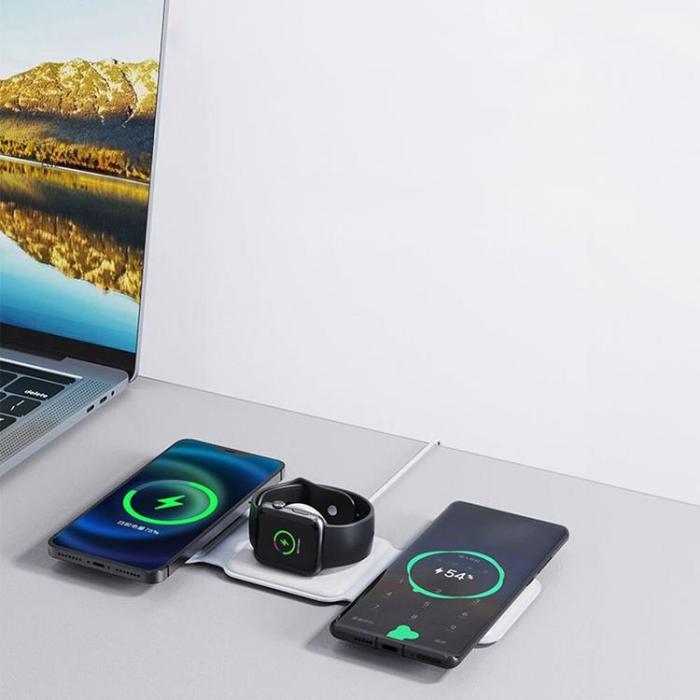 Dudao - Dudao 3-in-1 Trådlös Laddare Induktionsladdare 15W - Vit