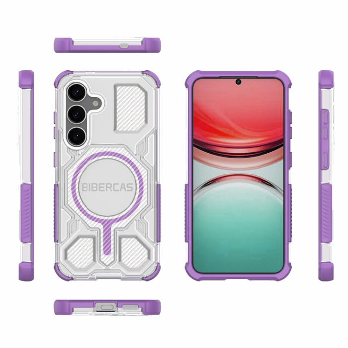 BIBERCAS - BIBERCAS Galaxy S25 Mobilskal MagSafe J-16 Transparent - Lila