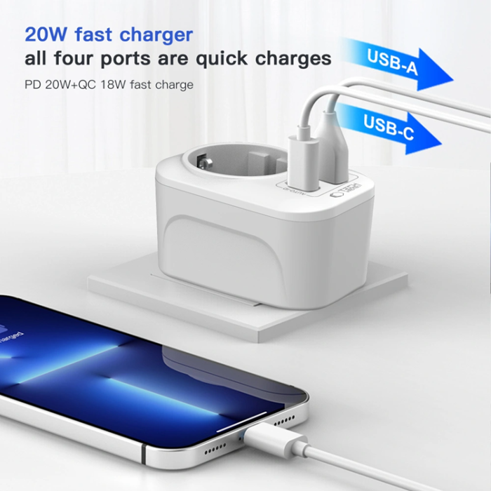 Tech-Protect - Tech-Protect Reseadapter UK till EU TA100 - Vit