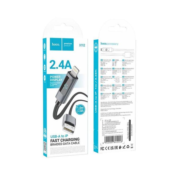 Hoco - HOCO USB-A till Lightning Kabel 2.4A 1m X112 - Svart