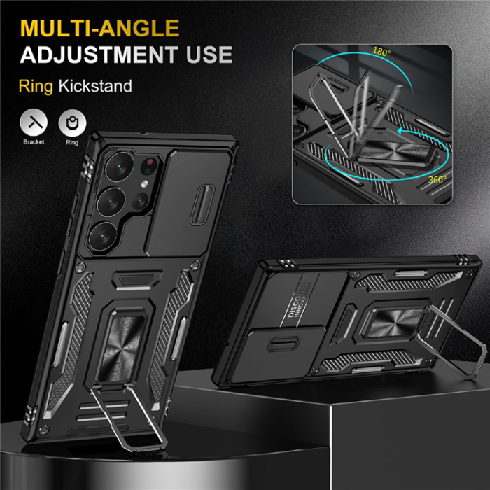A-One Brand - Galaxy S25 Ultra Mobilskal Kickstand Slide - Svart