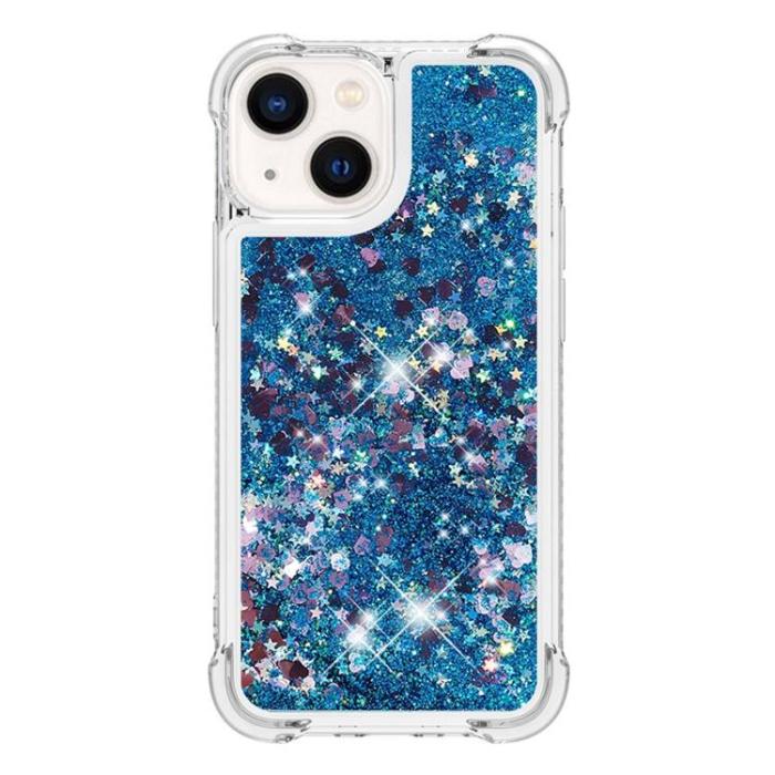 OEM - iPhone 14 Plus Skal Liquid Floating Glitter - Blå