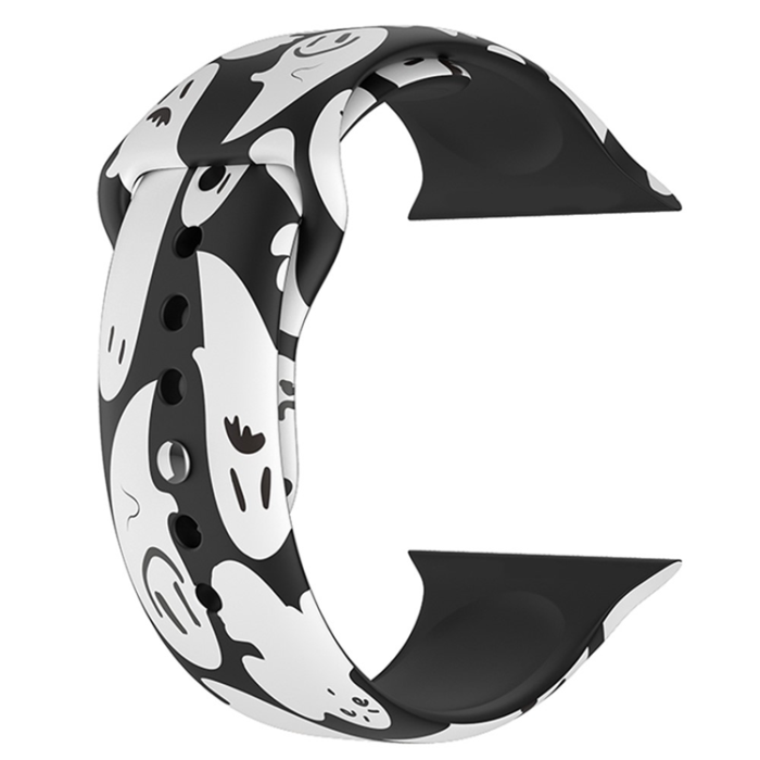 A-One Brand - Apple Watch (42/44/45/mm) Armband halloween floral - Vit Ghost