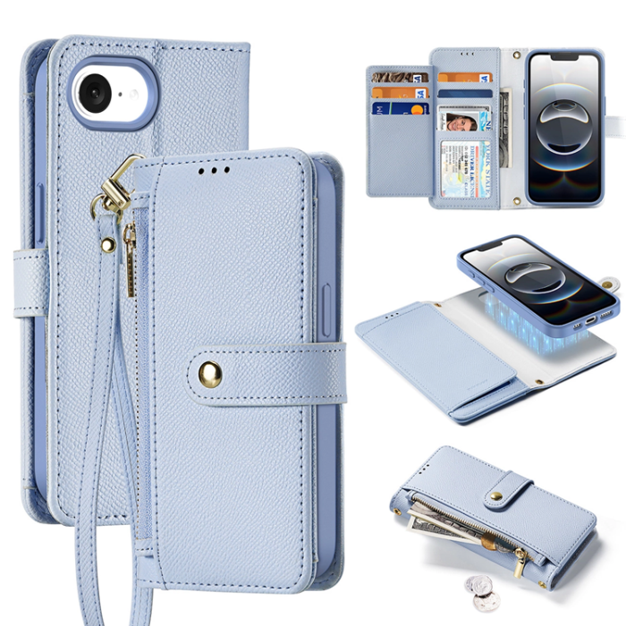 Dux Ducis - Dux Ducis iPhone 16e Plånboksfodral Lawa Läder - Blå