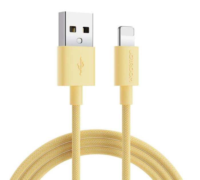 Joyroom - Joyroom Macaron Nylon 2.4A USB-A till Lightning kabel 2m - Gul