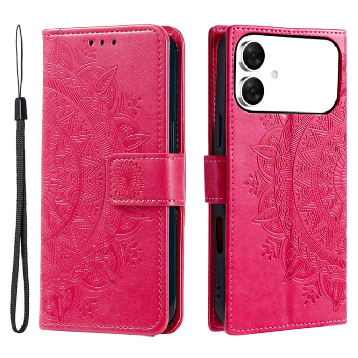 A-One Brand - Galaxy S26 Edge Plånboksfodral Imprinted Totem Läder - Rosa