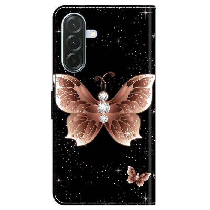 OEM - Samsung Galaxy A37 Plånboksfodral Konstläder - Rosa Diamantfjäril