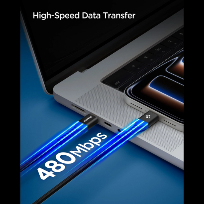 Spigen - Spigen EB10010CCA Essential USB-C till USB-C Kabel 100W 1m - Svart