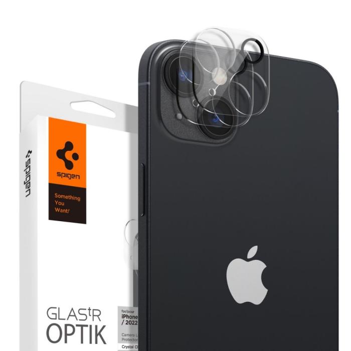 UTGATT - Spigen [2-PACK] iPhone 14/14 Plus Linsskydd Härdat glas Optik.tr - Clear