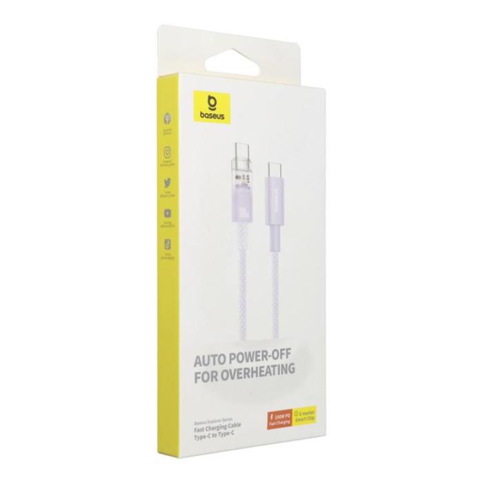 BASEUS - Baseus USB-C till USB-C kabel 2m 100W - Lila