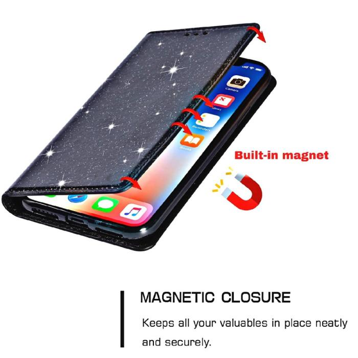 OEM - Glittrande Plånboksfodral iPhone 13 Pro - Svart