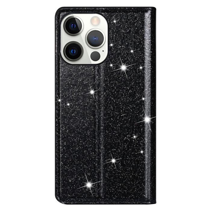 OEM - Glittrande Plånboksfodral iPhone 13 Pro - Svart
