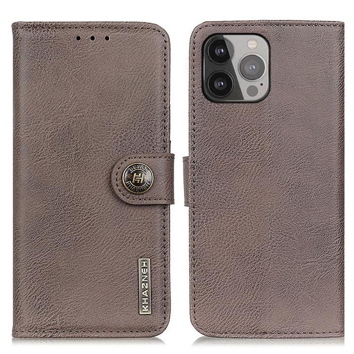 KHAZNEH - KHAZNEH Plånboksfodral iPhone 13 Pro - Grå