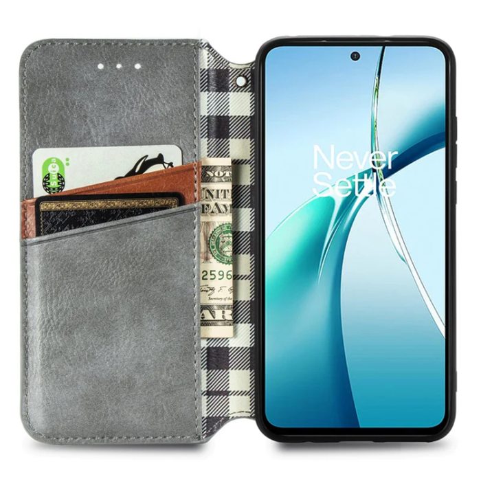 A-One Brand - Xiaomi 15 Ultra Plånboksfodral Rhombus Imprint Läder - Grå