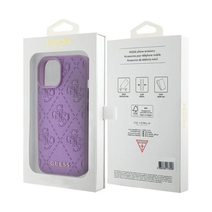 Guess - Guess iPhone 15 Mobilskal Stamped - Lila
