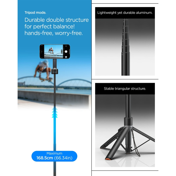 Spigen - Spigen Magsafe Bluetooth Selfiestick Tripod S581W - Svart