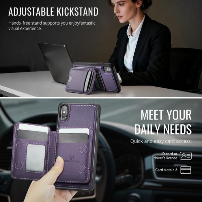 OEM - JEEHOOD Mobilskal till iPhone XS Max MagSafe Läder - Lila