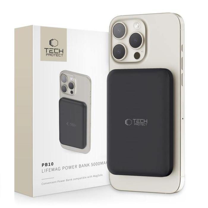 Tech-Protect - Magsafe Powerbank 5000mah PB10 LifeMag - Svart