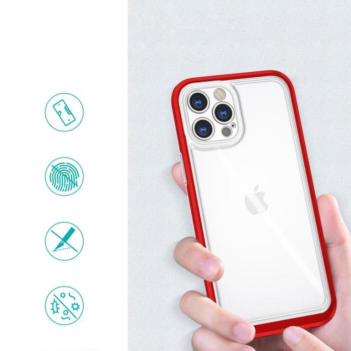 OEM - iPhone 12 Pro Skal Clear 3in1 - Röd