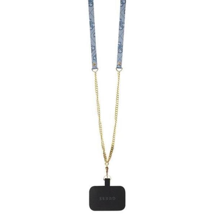 Guess - Guess iPhone 15 Pro Max Mobilskal Crossbody Metall Logo Blå