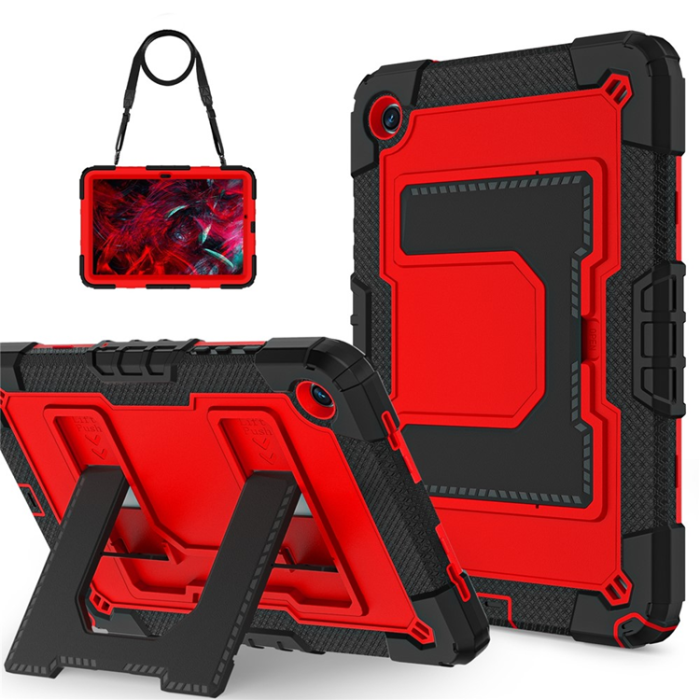 A-One Brand - Galaxy Tab A9 Plus Skal Kickstand Med Rem Anti Drop - Röd