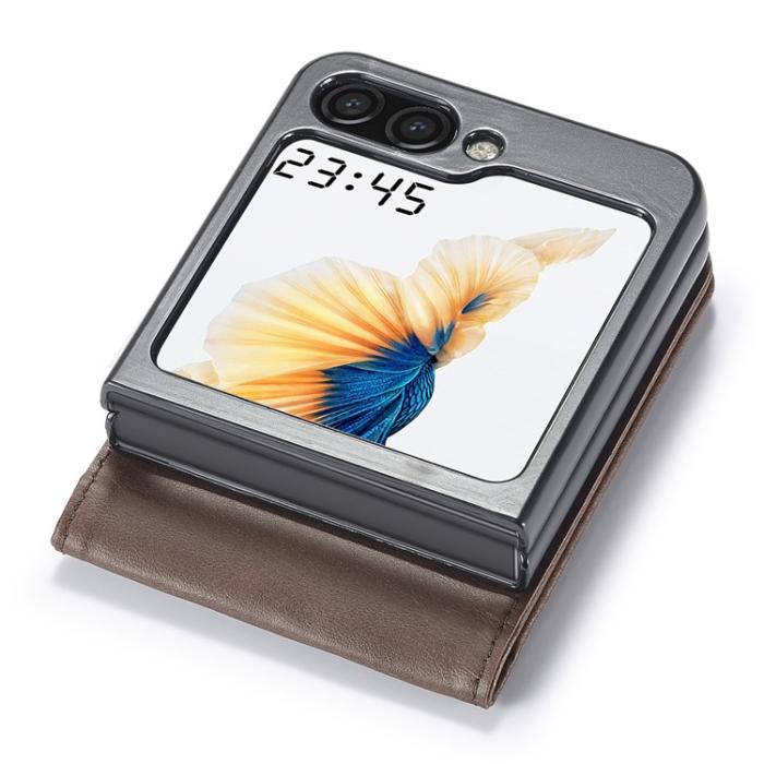 LC.imeeke - LC.IMEEKE Galaxy Z Flip 5 Mobilskal Korthållare Calf - Brun