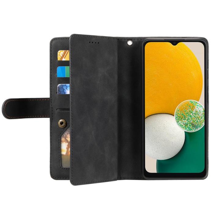 OEM - Samsung Galaxy S26 Plus Plånboksfodral 9 Kortfack Dragkedja Konstläder - Svart